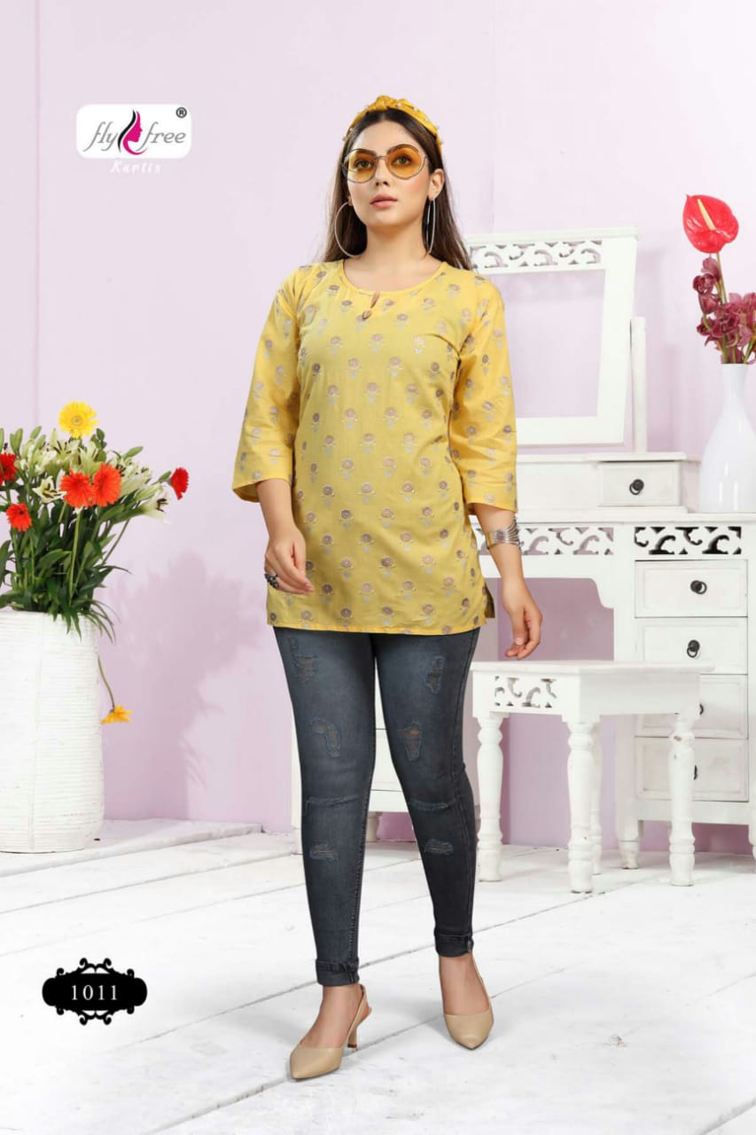 Fly Free Clock 1 Fancy Latest Designer Cambric Cotton Casual Wear Top Collection